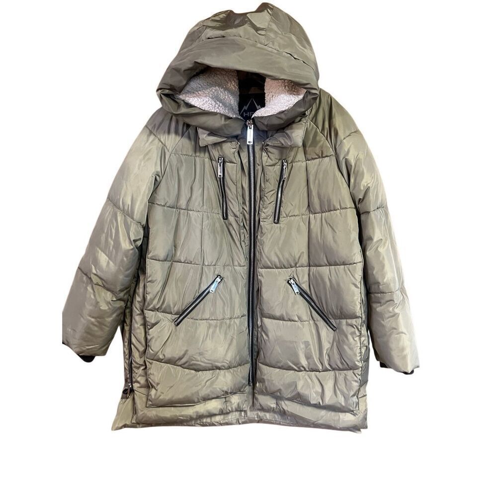 Halifax HFX Women's Faux-Fur-lined  hoodie Puffer Jacket Sz XXL Green